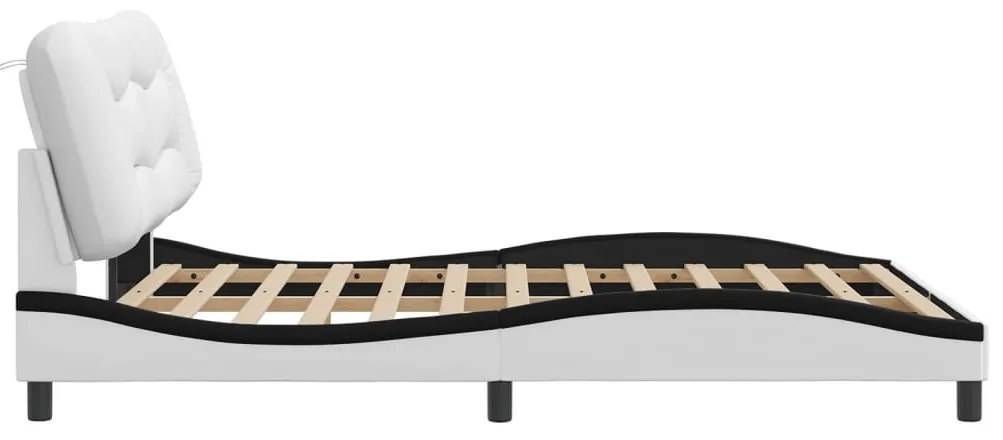 vidaXL Πλαίσιο κρεβατιού χωρίς Στρώμα Hvar Λευκό/Μαύρο 160x200εκ Συνθ. Δέρμα