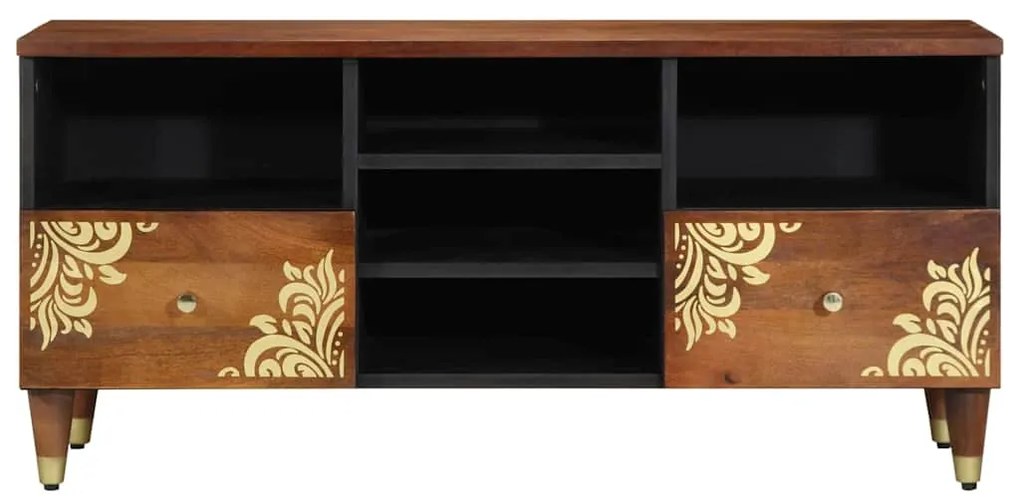 vidaXL Ντουλάπι TV με ράφι Καφέ 100 x 33.5 x 46 εκ Μασίφ ξύλο μάνγκο