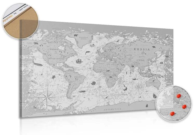 Εικόνα σε χάρτη από φελλό σε ασπρόμαυρο σχέδιο - 120x80  place