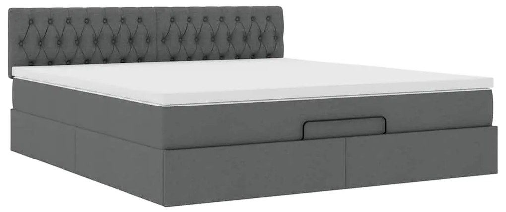 vidaXL Οθωμανικό κρεβάτι με στρώμα σκούρο γκρι 160x200cm ύφασμα