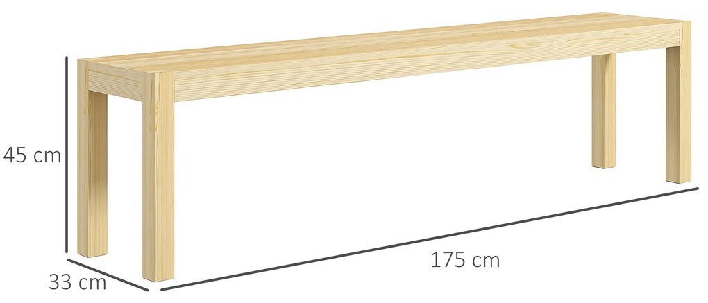 Πάγκος, Χώρος για 3 άτομα, έως 330 kg, ξύλο πεύκου, 175x33x45 cm