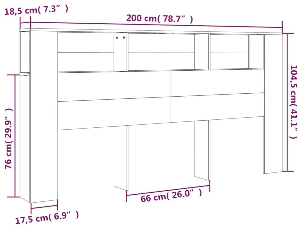 Κεφαλάρι Με Αποθηκευτικό Χώρο Λευκό 200x18,5x104,5 εκ. - Λευκό