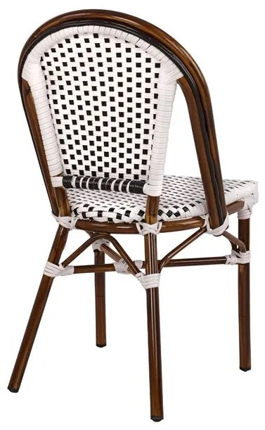 ΚΑΡΕΚΛΑ BISTRO ΑΛΟΥΜΙΝΙΟΥ BAMBOO LOOK ΜΕ ΛΕΥΚΟ-ΜΑΥΡΟ RATTAN HM5566.01 45x54x90Υεκ. (1 Τεμμάχια)