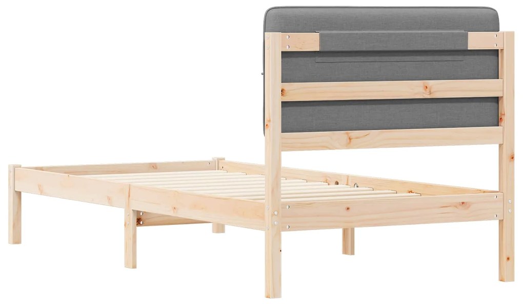 vidaXL Σκελετός Κρεβατιού με Επενδεδυμένο Κεφαλάρι Ανοιχτό γκρι