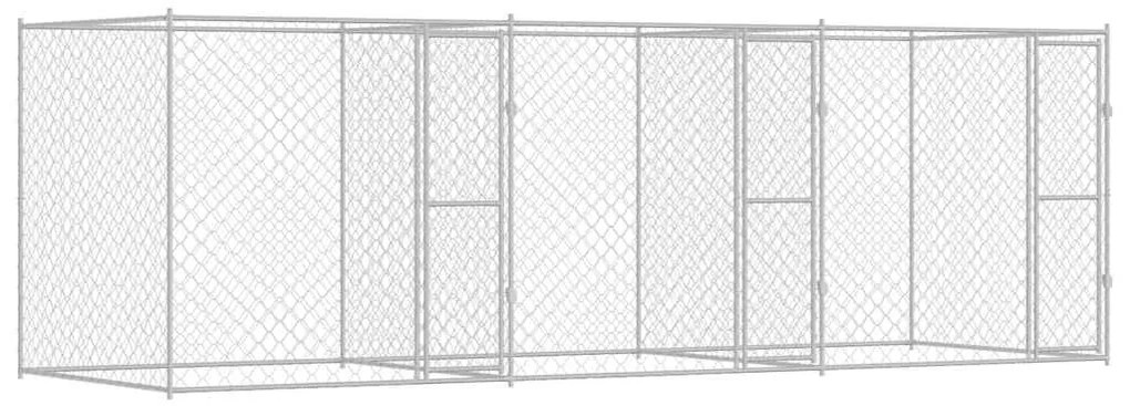 vidaXL Κλουβί σκύλου Ασημί 600 x 200 x 200 εκ. Επικαλυμμένος Χάλυβας