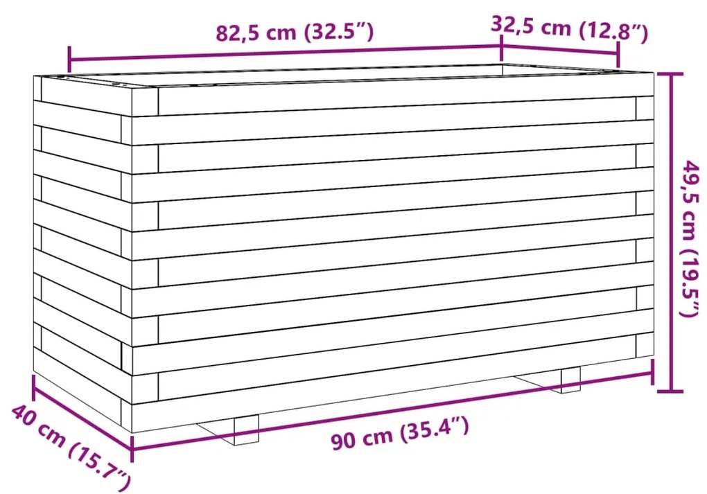 ΖΑΡΝΤΙΝΙΕΡΑ ΚΗΠΟΥ ΛΕΥΚΗ 90X40X49,5 ΕΚ. ΑΠΟ ΜΑΣΙΦ ΞΥΛΟ ΠΕΥΚΟΥ 3282555