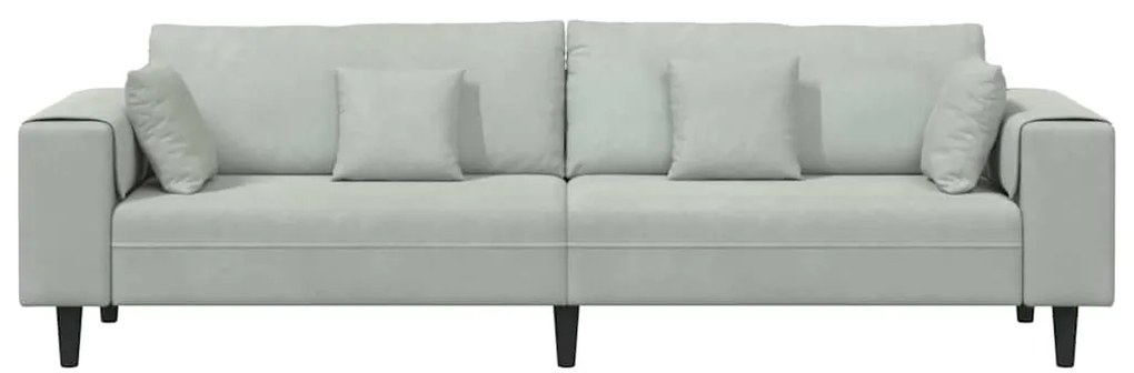 vidaXL Καναπές με μαξιλάρι Ανοιχτό γκρι 250 x 77 x 76 εκ. Βελούδο