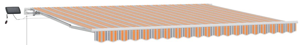 vidaXL Χειροκίνητη Ανασυρόμενη Τέντα με LED Ριγέ 450x350 εκ.