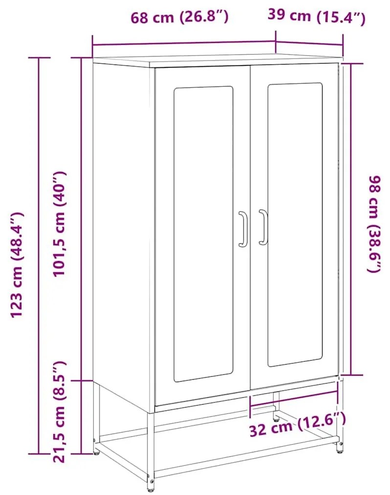 Highboard Λευκό 68x39x123 cm Ατσάλι - Λευκό