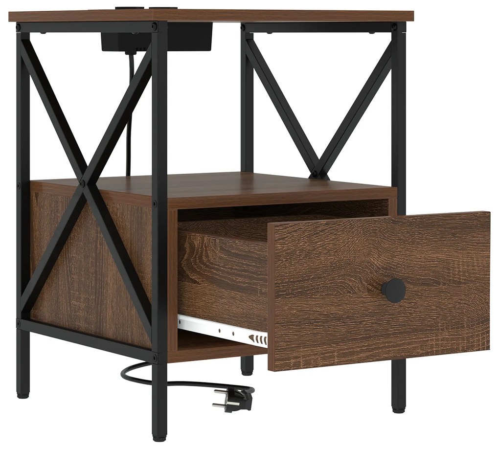 vidaXL Κομοδίνο με συρτάρι 2 pcs Καφέ δρυς 41.5 x 40.5 x 55 εκ.