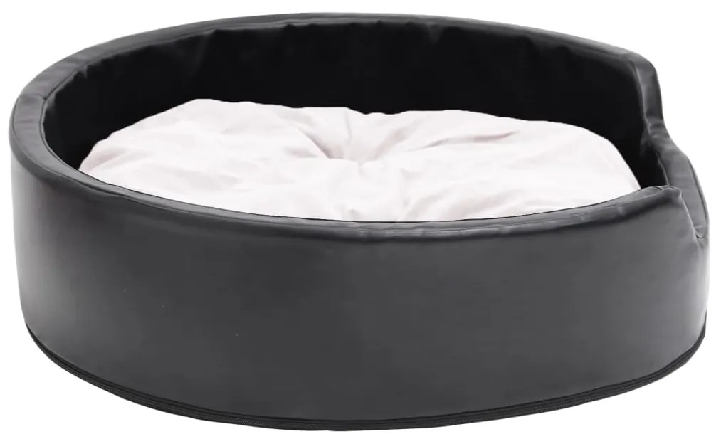 vidaXL Κρεβάτι Σκύλου Μαύρο/Μπεζ 79 x 70 x 19 εκ. Βελουτέ/Συνθ. Δέρμα