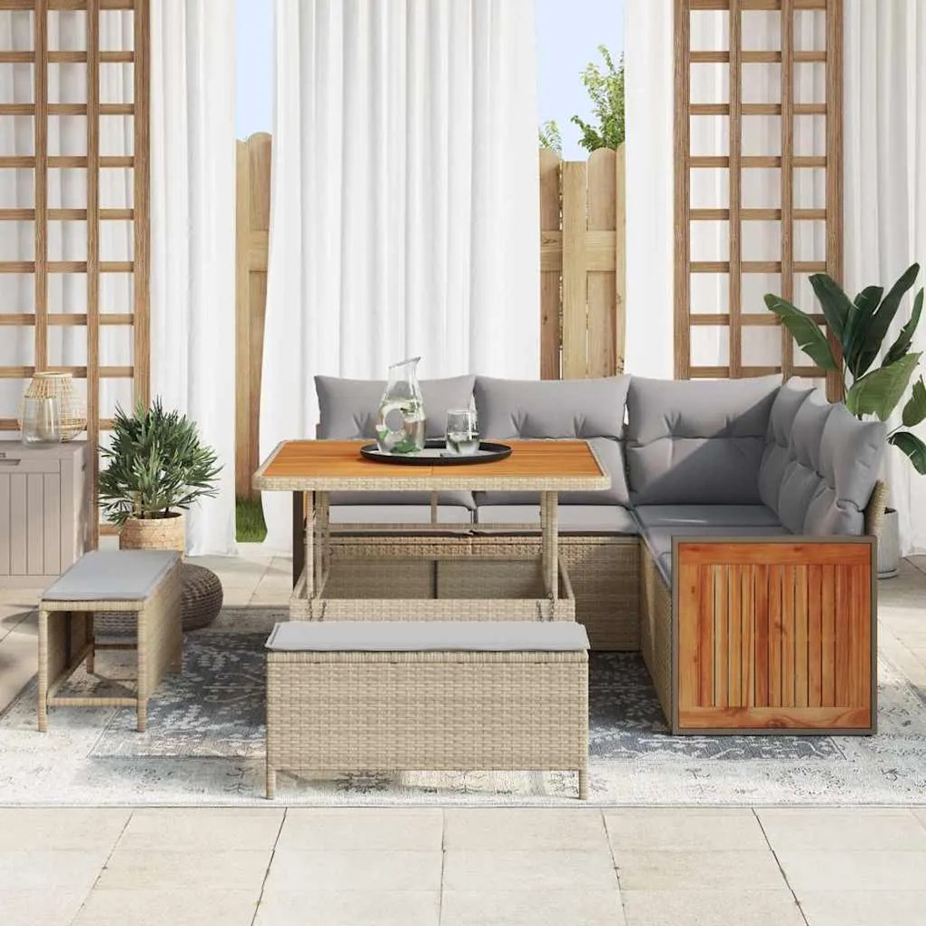 vidaXL Σετ Καναπέ Κήπου 8 pcs μπεζ και ανοιχτό γκρι 100 x 100 x 71 cm