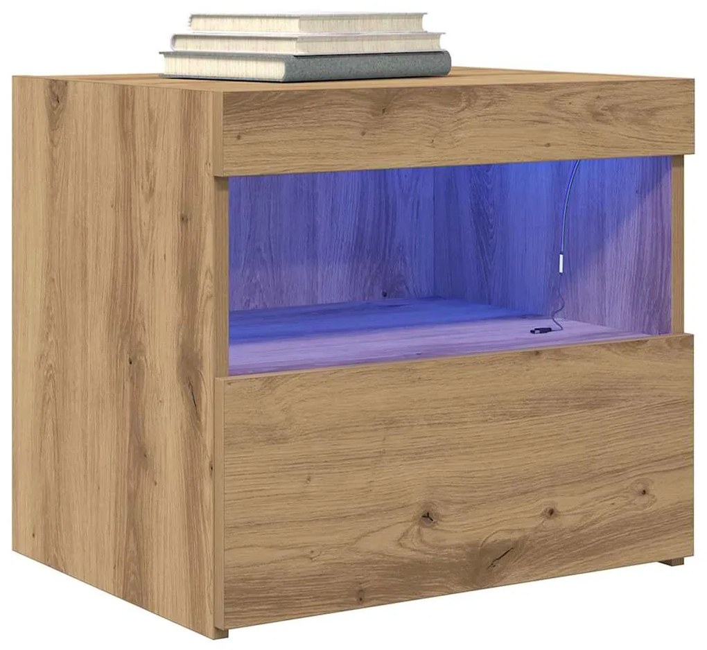 vidaXL Κομοδίνο 2 pcs artisan δρυς 50 x 40 x 45 cm Επεξεργασμένο ξύλο