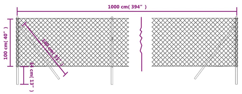 vidaXL Συρματόπλεγμα Περίφραξης Πράσινο 1 x 10 μ. με Στύλους