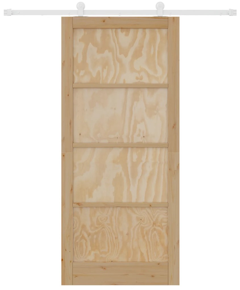 vidaXL Συρόμενη Πόρτα με Σετ Υλικών 93x211 cm Συμπαγές Ξύλο Πεύκου