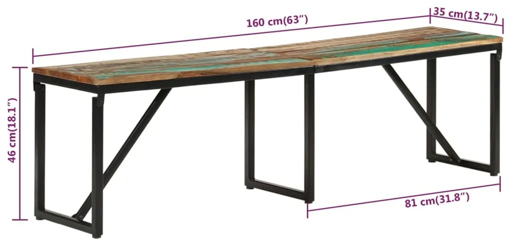 ΠΑΓΚΟΣ 160 X 35 X 46 ΕΚ. ΑΠΟ ΜΑΣΙΦ ΑΝΑΚΥΚΛΩΜΕΝΟ ΞΥΛΟ 351682