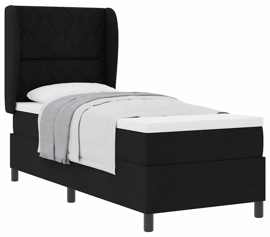 vidaXL Κρεβάτι με ελατήρια με στρώμα Μαύρο 80 x 200 cm ύφασμα