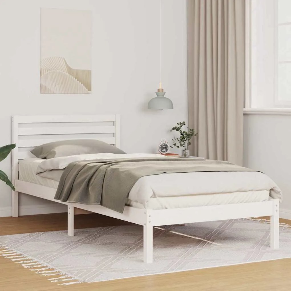 vidaXL Σκελετός Κρεβατιού Λευκό 80 x 220 cm Μασίφ ξύλο πεύκου