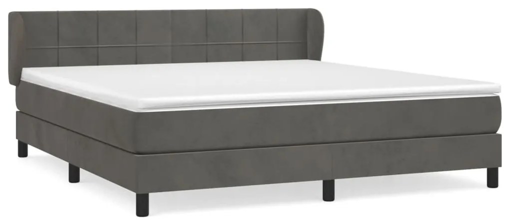 Κρεβάτι Boxspring με Στρώμα Σκούρο Γκρι 160x200 εκ. Βελούδινο - Γκρι