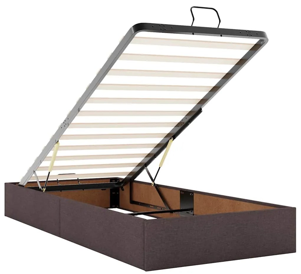 Οθωμανικό κρεβάτι με στρώμα σκούρο καφέ 90x190cm ύφασμα 3313039