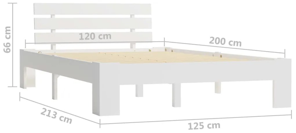 vidaXL Πλαίσιο Κρεβατιού Λευκό 120 x 200 εκ. από Μασίφ Ξύλο Πεύκου