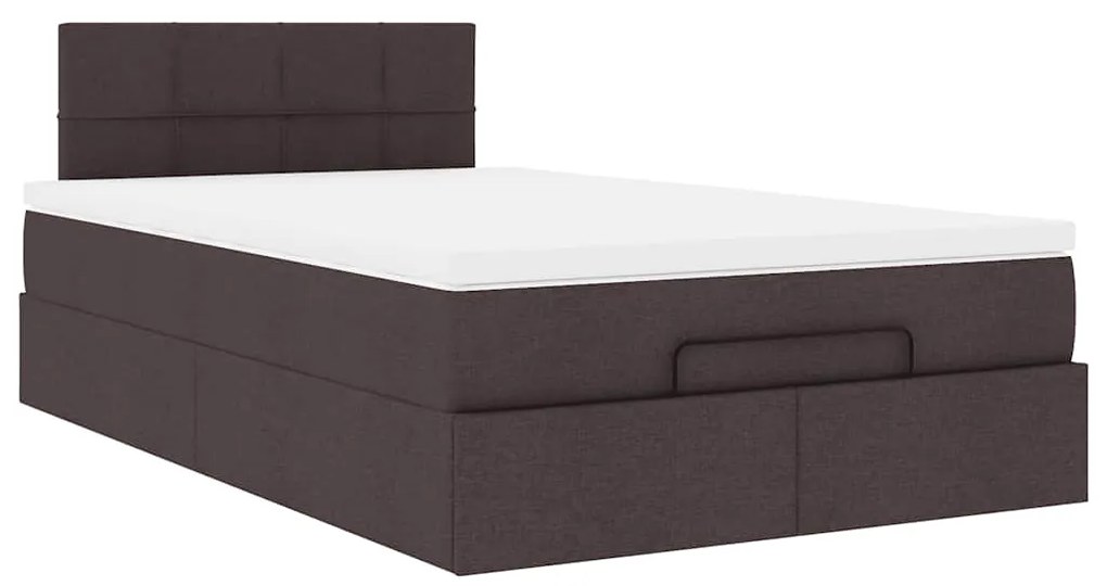 vidaXL Ottoman Κρεβάτι με Στρώμα Σκούρο Καφέ 120x200cm Ύφασμα