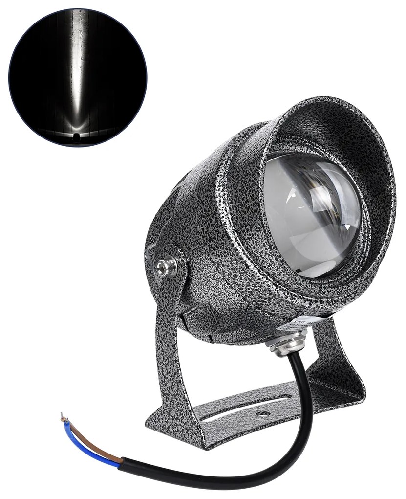 GloboStar SPOT-XENIA 90509 Σποτ Φωτισμου Wall Washer LED 16W 1600lm 3° DC 24V Αδιάβροχο IP65 Φ9 x Υ12cm Ψυχρό Λευκό 6000K - Σφυρήλατο Γκρι - 3 Years Warranty - 90509