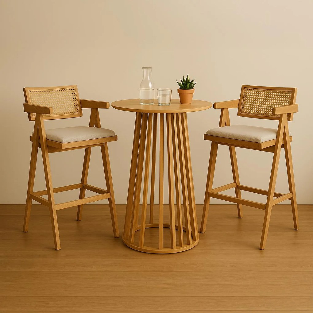 Τραπέζι μπαρ Fugol mdf φυσικό Φ60x105εκ 60x60x105 εκ.