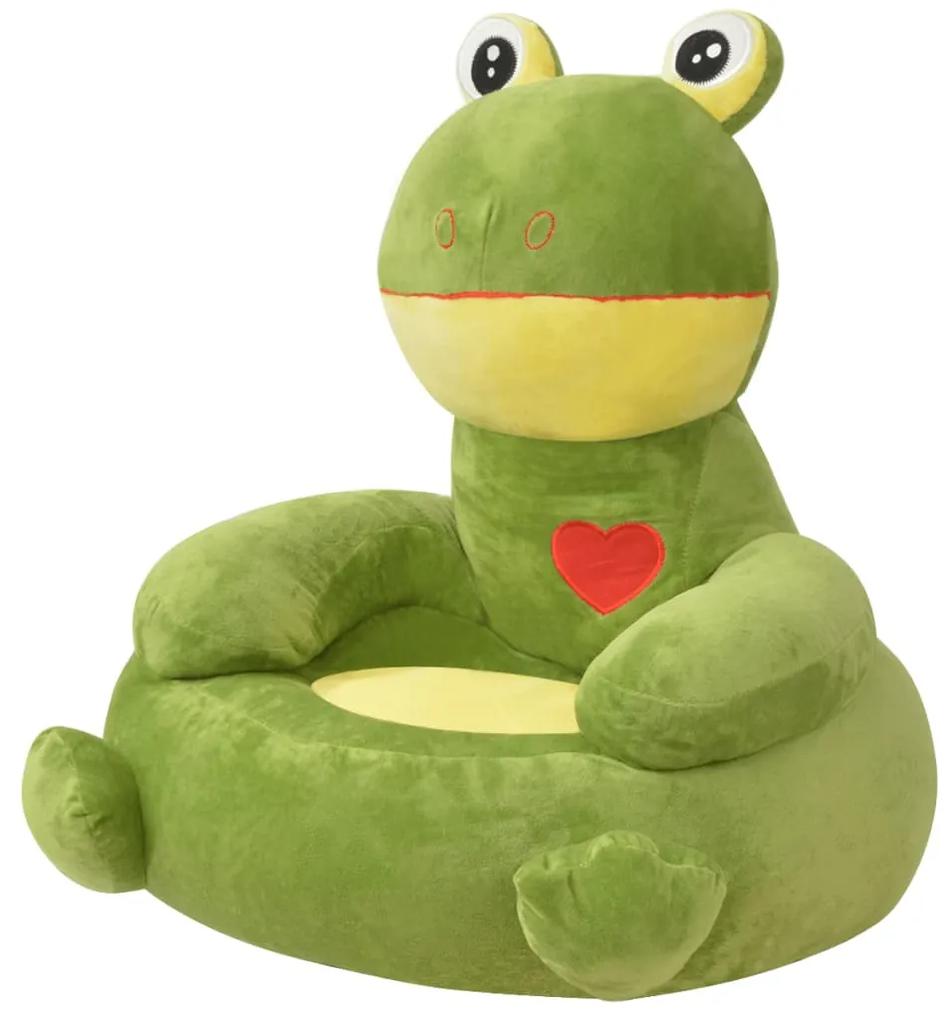 vidaXL Πολυθρόνα Παιδική Βάτραχος Πράσινη Λούτρινη