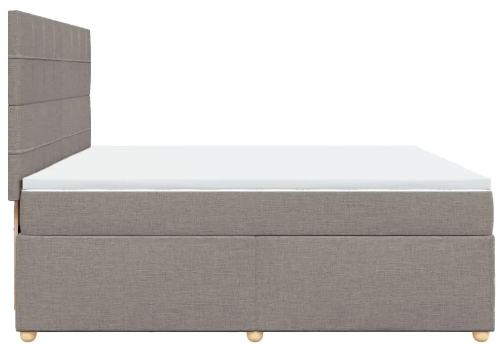 vidaXL Κρεβάτι Boxspring με Στρώμα Taupe 200x200 εκ. Υφασμάτινο