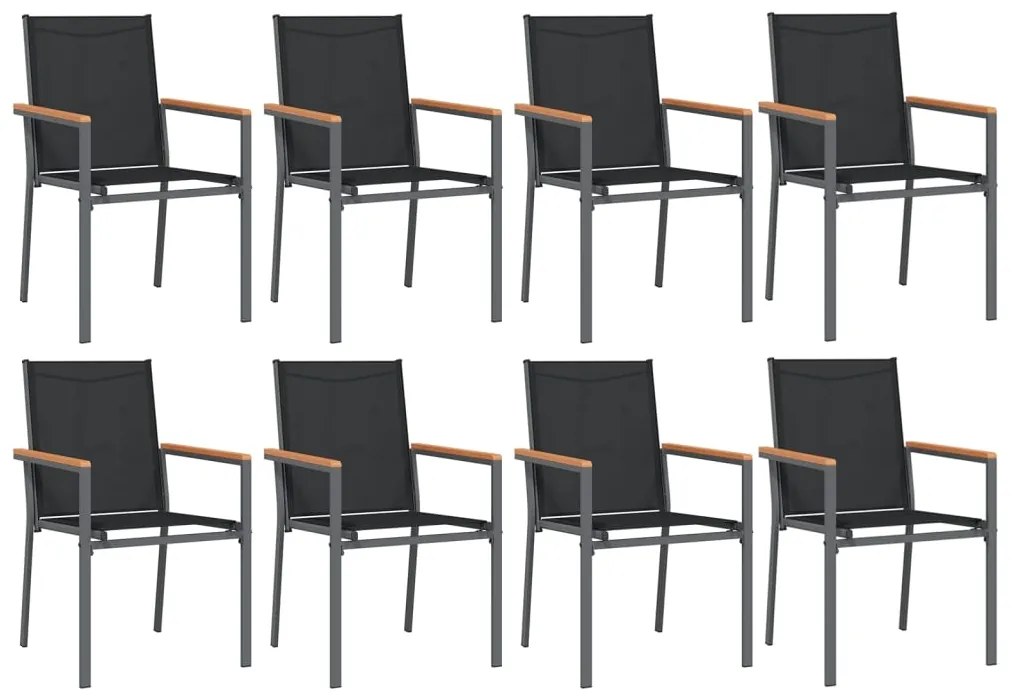 vidaXL Σετ Τραπεζαρίας Κήπου 9 Τεμαχίων Μαύρο Textilene & Ατσάλι