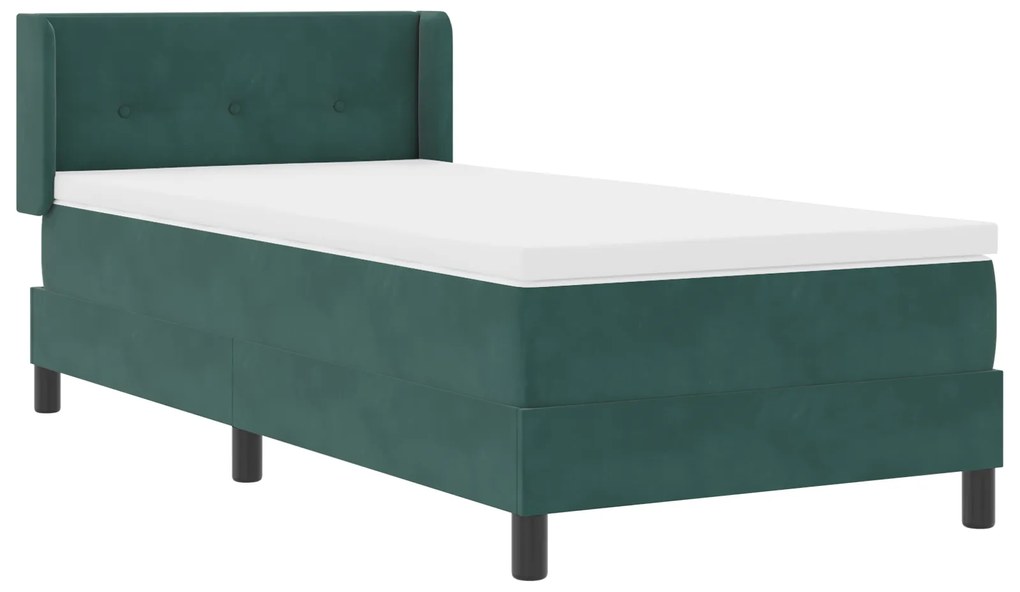 vidaXL κρεβάτι Box Spring με στρώμα Σκούρο Πράσινο 80x200 εκ. Βελούδο