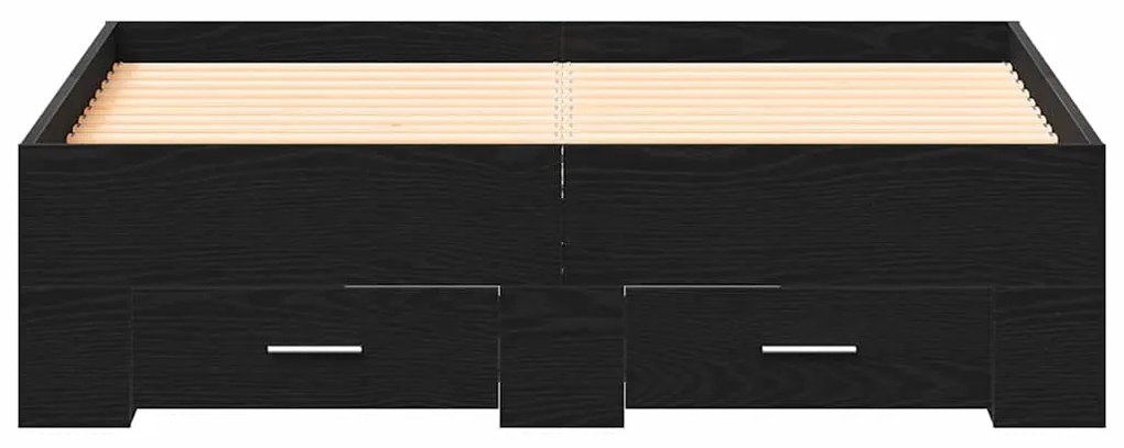 vidaXL Κρεβάτι με Συρτάρια Μαύρη δρυς 120 x 200 cm Επεξεργασμένο ξύλο