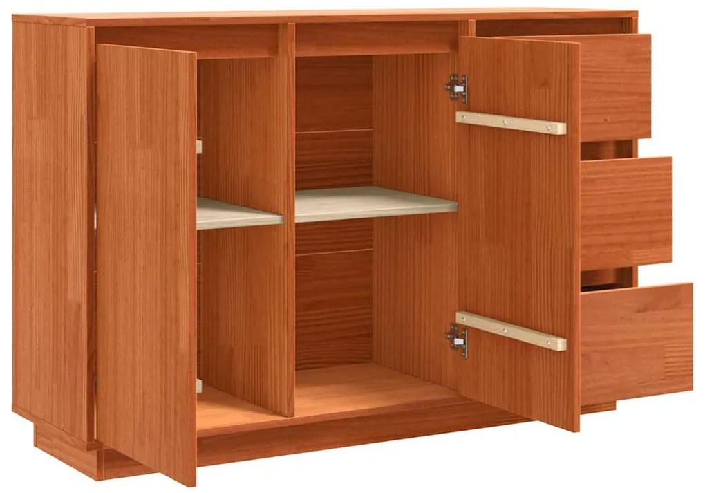 vidaXL Πλαϊνό γραφείο Καφέ 111 x 34 x 75 εκ. Μασίφ ξύλο πεύκου