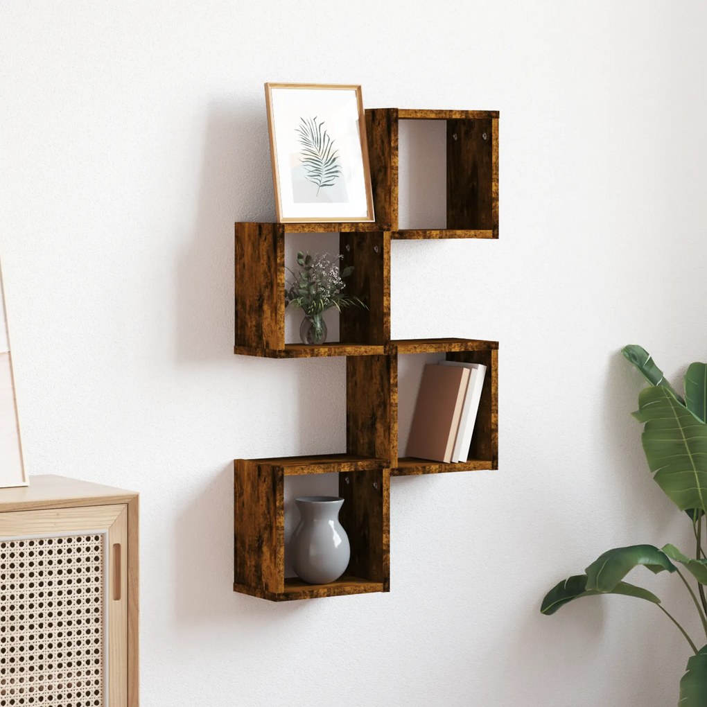 vidaXL Πλωτά Ράφια 4 pcs Καφέ 26 x 15 x 26εκ Επεξεργασμένο ξύλο