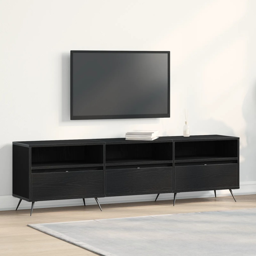 vidaXL Βαθιά Ντουλάπα Τηλεόρασης Μαύρη 150x30x44,5 εκ Επεξεργασμένο Ξύλο