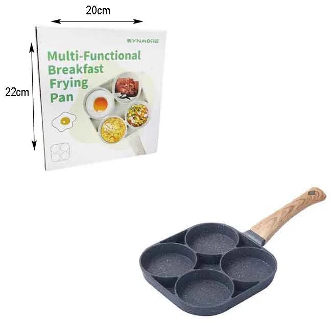 Synamore Τηγάνι Με 4 Θέσεις 17x17cm - Multi-Functional Breakfast Frying Pan