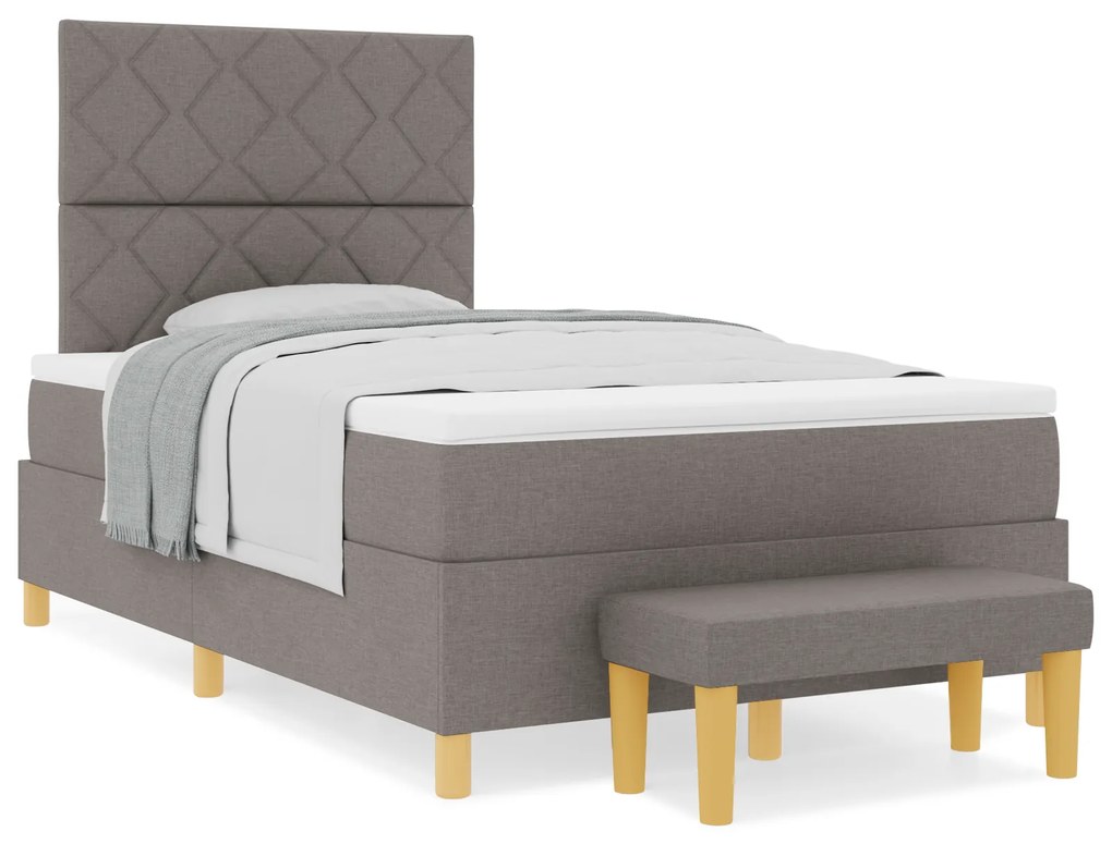 vidaXL Κρεβάτι Box Spring με Στρώμα & Πάγκο Ταουπέ 120x200 εκ Ύφασμα