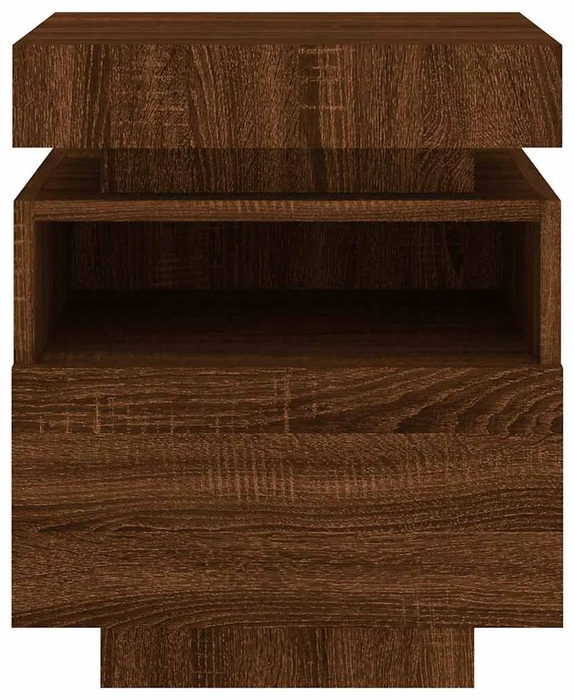vidaXL Κομοδίνο με Φώτα LED Καφέ δρυς 40 x 39 x 48,5 εκ.