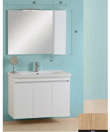 Pro Bagno  Σετ Έπιπλα Μπάνιου 2τμχ. Πάγκος με Νιπτήρα &amp; Καθρέπτης με Φως 100x43x73cm Pro Bagno Elegant 950B Με Επιλογή Χρώματος BEST-8080501