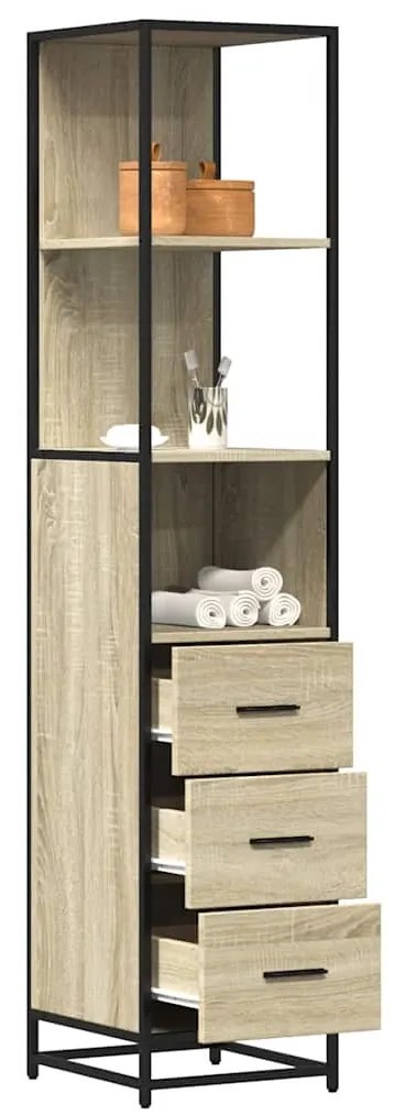 vidaXL Ντουλάπι μπάνιου Sonoma Oak 35x37,5x166 cm Κατασκευασμένο ξύλο