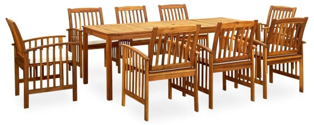 3058091  9 PIECE GARDEN DINING SET WITH CUSHIONS SOLID ACACIA WOOD (45963+312128+2X312129) 3058091
