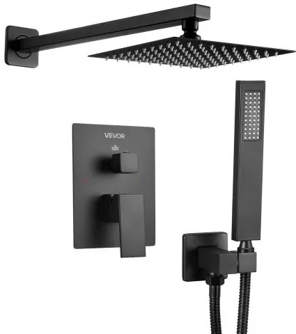 VEVOR Shower Faucet Set 8&quot; Square Rain Shower Head and Hand Set Matte Black