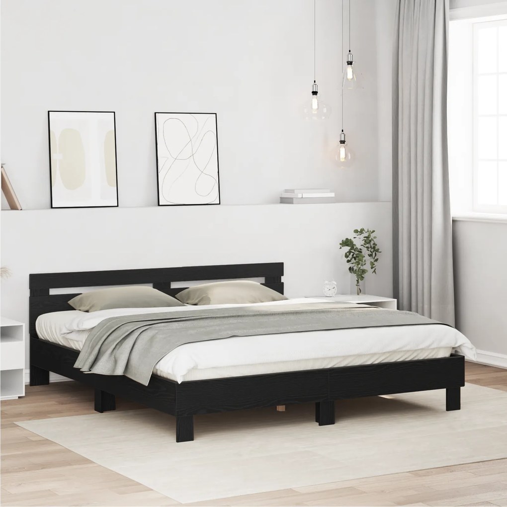vidaXL Σκελετός Κρεβατιού Μαύρη Οξυά 180 x 200 cm Επεξεργασμένο ξύλο