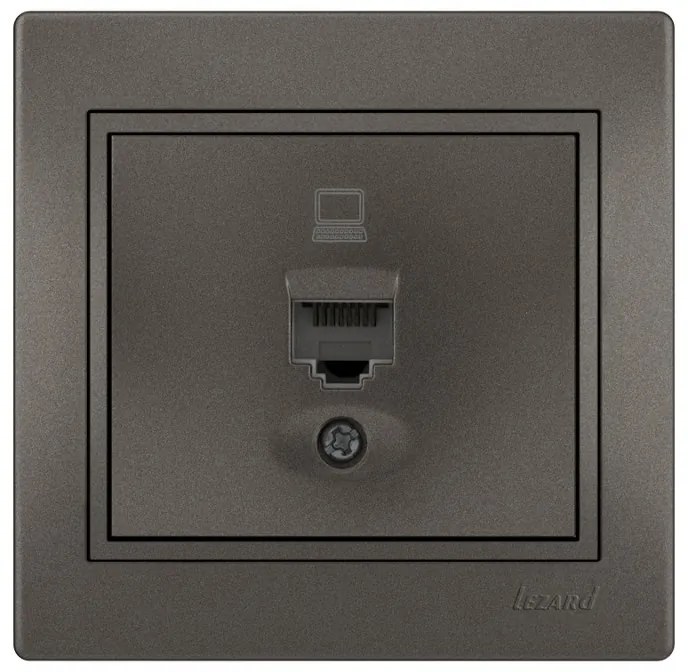 Lezard Πρίζα RJ45 1X8P με 1 Έξοδο Cat 6 Ανθρακί Mira (Πλήρης) 701.4141140