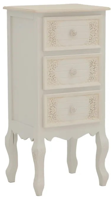 Κομοδίνο Pazlen Inart mdf σε λευκή αντικέ απόχρωση 40x34.5x82εκ