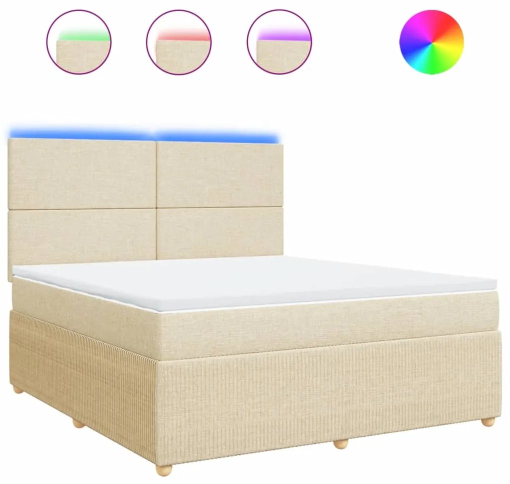 ΚΡΕΒΑΤΙ BOXSPRING ΜΕ ΣΤΡΩΜΑ ΚΡΕΜ 180X200 ΕΚ. ΥΦΑΣΜΑΤΙΝΟ 3294433