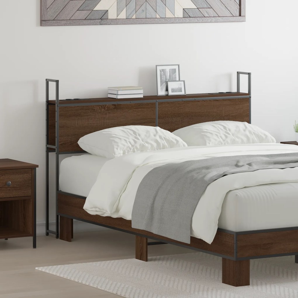 vidaXL Κεφαλάρι Αποθήκης Καφέ δρυς 135 cm Επεξεργασμένο ξύλο