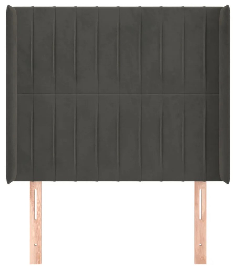 Κεφαλάρι με Πτερύγια Σκούρο Γκρι 83x16x118/128εκ.Βελούδινο 3119849