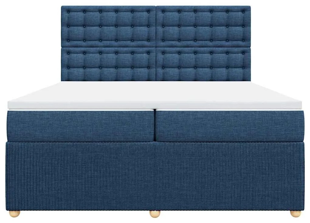 vidaXL Κρεβάτι Boxspring με Στρώμα Μπλε 200x200 εκ. Υφασμάτινο